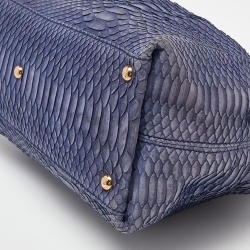 Pre Owned Salvatore Ferragamo Blue Python Gancini Satchel