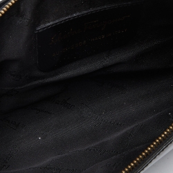 Pre Owned Salvatore Ferragamo Black Leather Pochette Bag