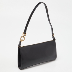 Pre Owned Salvatore Ferragamo Black Leather Pochette Bag