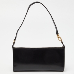 Pre Owned Salvatore Ferragamo Black Leather Pochette Bag