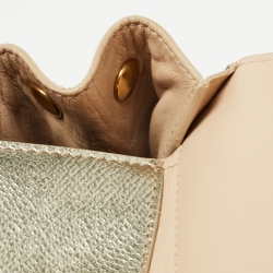 Pre Owned Salvatore Ferragamo Gold Leather Top Handle Bag