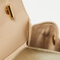 Pre Owned Salvatore Ferragamo Gold Leather Top Handle Bag