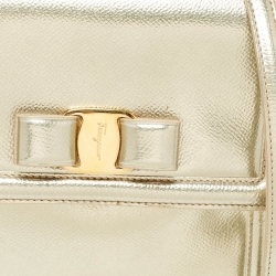 Pre Owned Salvatore Ferragamo Gold Leather Top Handle Bag