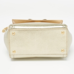 Pre Owned Salvatore Ferragamo Gold Leather Top Handle Bag