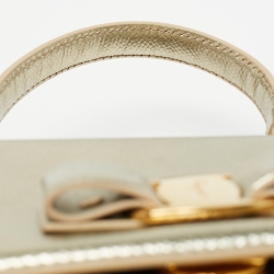 Pre Owned Salvatore Ferragamo Gold Leather Top Handle Bag