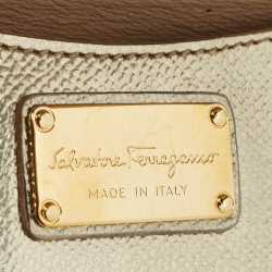 Pre Owned Salvatore Ferragamo Gold Leather Top Handle Bag