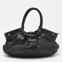 Pre Owned Salvatore Ferragamo Black Pebbled Leather Satchel