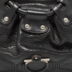 Pre Owned Salvatore Ferragamo Black Pebbled Leather Satchel