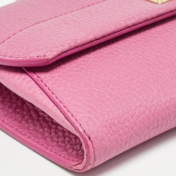 Pre Owned Salvatore Ferragamo Pink Leather Gancio Flap Chain Clutch