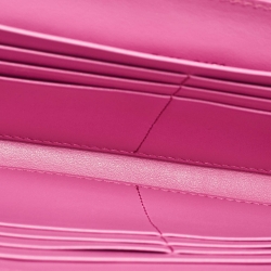 Pre Owned Salvatore Ferragamo Pink Leather Gancio Flap Chain Clutch