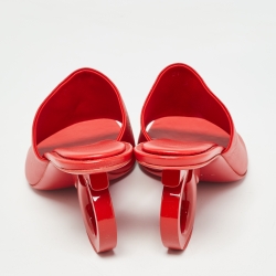 Salvatore Ferragamo Red Leather Open Toe Slide Sandals Size 39.5