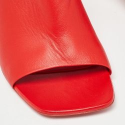 Salvatore Ferragamo Red Leather Open Toe Slide Sandals Size 39.5