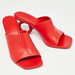 Salvatore Ferragamo Red Leather Open Toe Slide Sandals Size 39.5