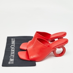 Salvatore Ferragamo Red Leather Open Toe Slide Sandals Size 39.5
