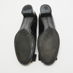 Pre Owned Salvatore Ferragamo Black Patent Leather Ninna Bow Pumps Size 35.5 