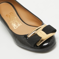 Pre Owned Salvatore Ferragamo Black Patent Leather Ninna Bow Pumps Size 35.5 