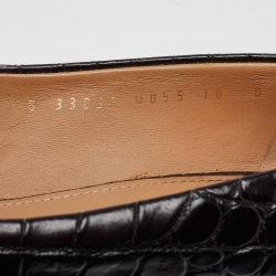 Pre Owned Salvatore Ferragamo Purple Crocodile Vara Bow Pumps Size 40.5