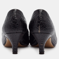 Pre Owned Salvatore Ferragamo Purple Crocodile Vara Bow Pumps Size 40.5