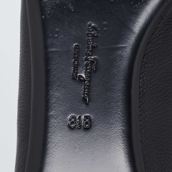 Pre Owned Salvatore Ferragamo Black Leather Trifoglio Smoking Slippers Size 39