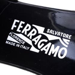 مملوكة مسبقًا حذاء فلات سالفاتوري فيراغامو جيلي فيونكة دانتيل بريتا أسود مقاس 40.5