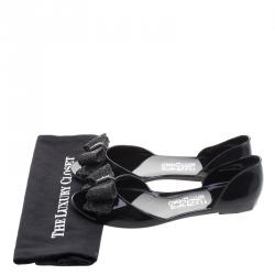 مملوكة مسبقًا حذاء فلات سالفاتوري فيراغامو جيلي فيونكة دانتيل بريتا أسود مقاس 40.5