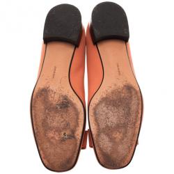 مملوكة مسبقًا Salvatore Ferragamo Orange Suede Bow Ballet Flats Size 37