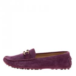 مملوكة مسبقًا Salvatore Ferragamo Purple Suede Saba Loafers Size 38