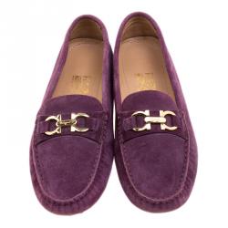 مملوكة مسبقًا Salvatore Ferragamo Purple Suede Saba Loafers Size 38