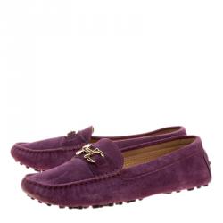 مملوكة مسبقًا Salvatore Ferragamo Purple Suede Saba Loafers Size 38