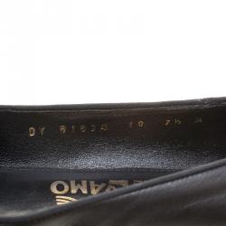 Pre Owned Salvatore Ferragamo Black Leather Gessy Crystal Embellished Bow Smoking Slippers Size 38