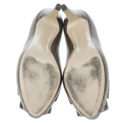 Pre Owned Salvatore Ferragamo Embossed Leather Cherie Peep Toe Platform Pumps Size 39