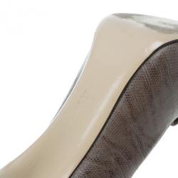 Pre Owned Salvatore Ferragamo Embossed Leather Cherie Peep Toe Platform Pumps Size 39