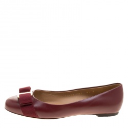 Pre Owned حذاء باليرينا فلات سالفاتوري فيراغامو جلد وردي لامع بفيونكة فارينا مقاس 41
