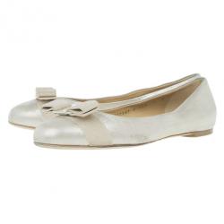 مملوكة مسبقًا Salvatore Ferragamo Metallic Varina Ballet Flats Size 38.5