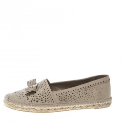 Pre Owned حذاء اسبادريل سالفاتوري فيراغاو غلاكسي جلد بيج مقاس 40.5