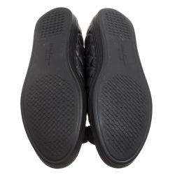 Pre Owned Salvatore Ferragamo Black Quilted Leather Rufina Sneaker Ballet Flats Size 38