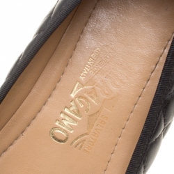 Pre Owned Salvatore Ferragamo Black Quilted Leather Rufina Sneaker Ballet Flats Size 38
