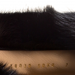 Salvatore Ferragamo Black Suede Color Block Heel Loris Fur Trim Ankle Boots Size 37.5