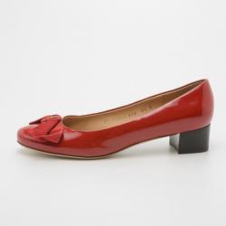 مملوكة مسبقًا Salvatore Ferragamo Red Patent Bessy Block Heel Pumps Size 39