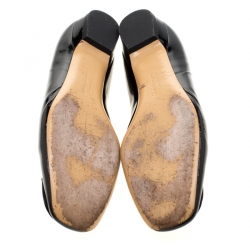 Pre Owned Salvatore Ferragamo Black Patent Leather Rebi Gancio Buckle Ballet Flats Size 38