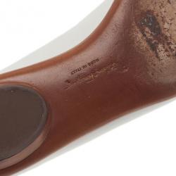 Pre Owned Salvatore Ferragamo White Leather Fly Ballet Flats Size 37.5