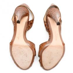 مملوكة مسبقًا Salvatore Ferragamo Brown Leather Criss Cross Slingback Sandals Size 37