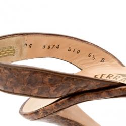 مملوكة مسبقًا Salvatore Ferragamo Brown Leather Criss Cross Slingback Sandals Size 37