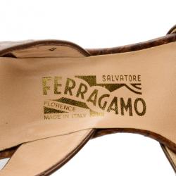 مملوكة مسبقًا Salvatore Ferragamo Brown Leather Criss Cross Slingback Sandals Size 37