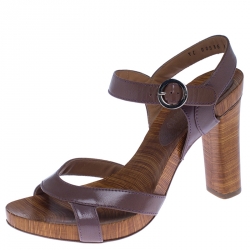Salvatore Ferragamo Brown Leather Ankle Strap Sandals Size 38.5