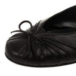 Pre Owned Salvatore Ferragamo Black Recanati Ballet Flats Size 38.5