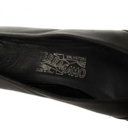 Pre Owned Salvatore Ferragamo Black Recanati Ballet Flats Size 38.5