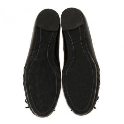 Pre Owned Salvatore Ferragamo Black Recanati Ballet Flats Size 38.5