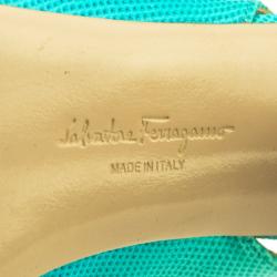 مملوكة مسبقًا Salvatore Ferragamo Turquoise Embossed Peep Toe Slingback Sandals Size 39.5
