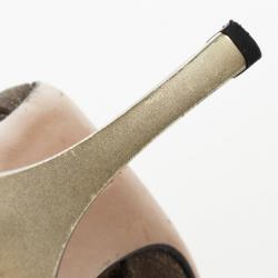 Pre Owned Salvatore Ferragamo Gold Pointed Toe Slingback Sandals Size 37.5